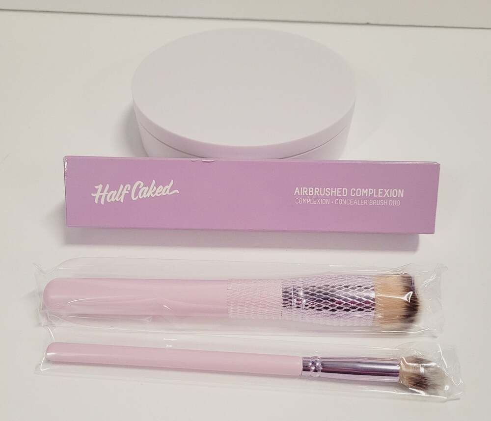 Half Caked Airbrushed Complexion 110 & Concealer 160 Brush Duo Kabuki New In Box